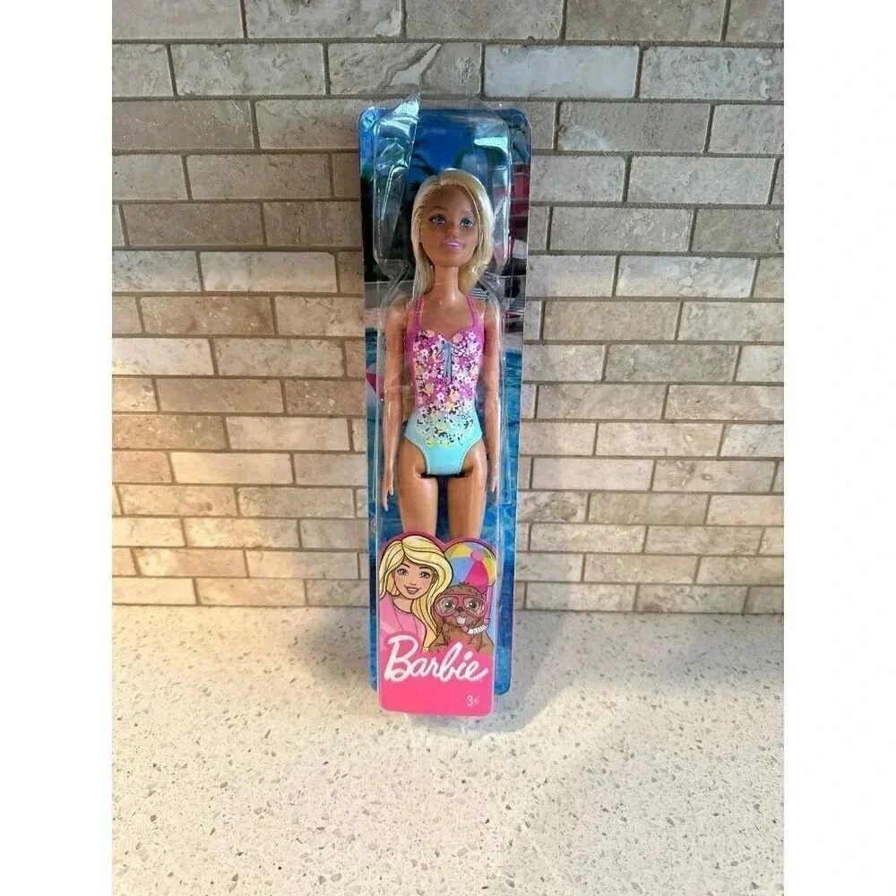 Mattel Barbie Beach Doll w Pink & Turquoise Floral‎ Design Swim Suit Blonde 120